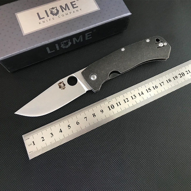 Liome D2 Steel Blade Titanium Alloy Grip Outdoor Camping Knife