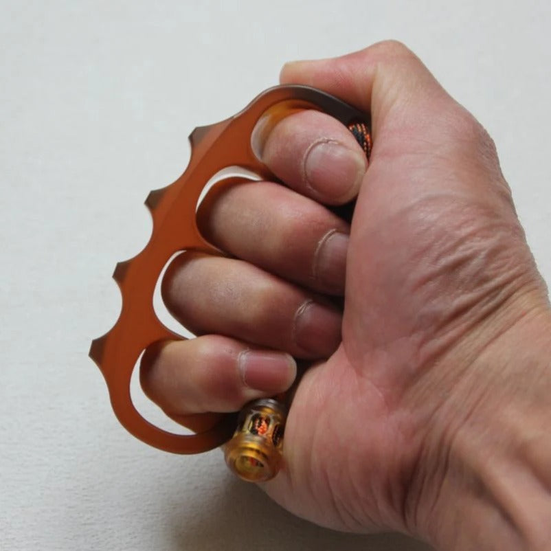 Grande Amber Pea Knuckle Duster - Ferramenta EDC de defesa