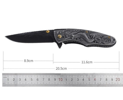 Mermaid Pattern Handle Folding Knife Outdoor Camping Hunting Pocket EDC Tool