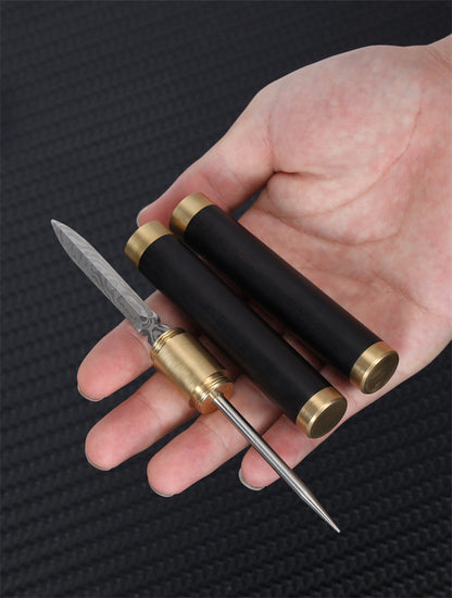 Handcrafted Ebony Tea & Defense Multi Knife-Tool with Brass Fittings