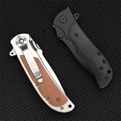 Wooden Handle Folding Knife Portable Self-defense