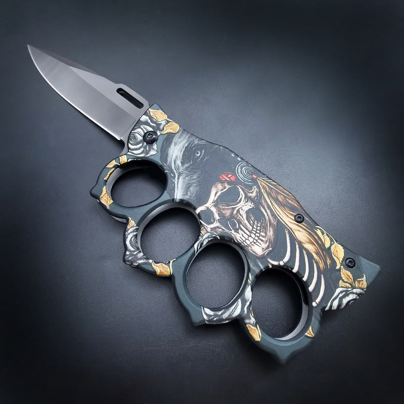 Coltello pieghevole 3D Ghost Head Knuckle Duster