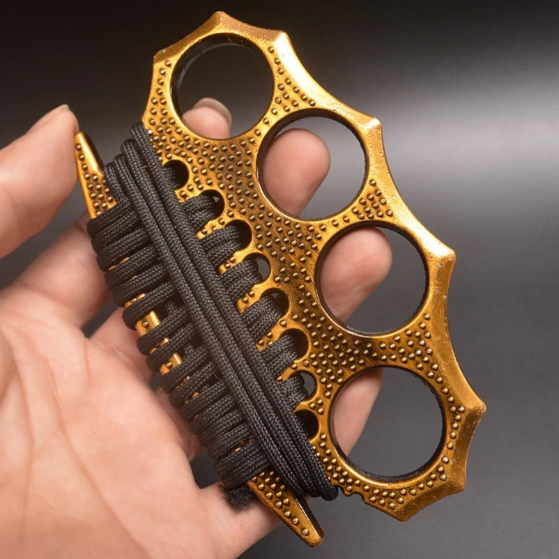 StreetGuard: Metal Brass Knuckles Duster, 4-Finger Fist Buckle & Window Breaker