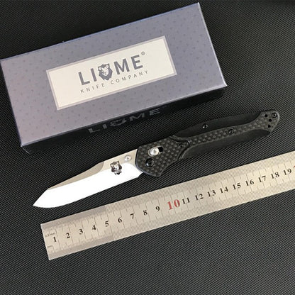 Liome Carbon Fiber Grip Folding Blade Outdoor Tactical Pocket Knife EDC Tool