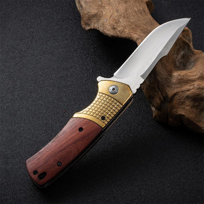 Wooden Handle Folding Knife Outdoor Camping Survival